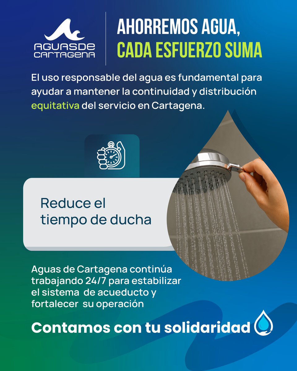 Acuacar's tweet photo. Cada acción cuenta. Por eso, te invitamos a seguir las siguientes recomendaciones para hacer un uso responsable del agua.

Con pequeños hábitos diarios podemos contribuir al cuidado de este recurso esencial y apoyar la estabilización del sistema, beneficiando a toda la comunidad. https://t.co/7JaZks44Uy