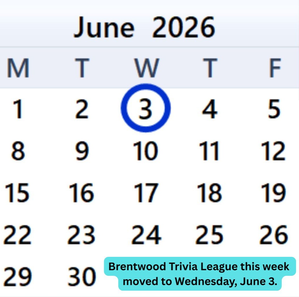 fandomtriviayvr's tweet photo. Hey everyone! Just a reminder that Brentwood Trivia League in the first week of June has been moved to Wednesday, June 3, due to a venue buyout.

Please tell your team and adjust your quiz calendars accordingly. Thank you very much! https://t.co/2kJjshL7xi