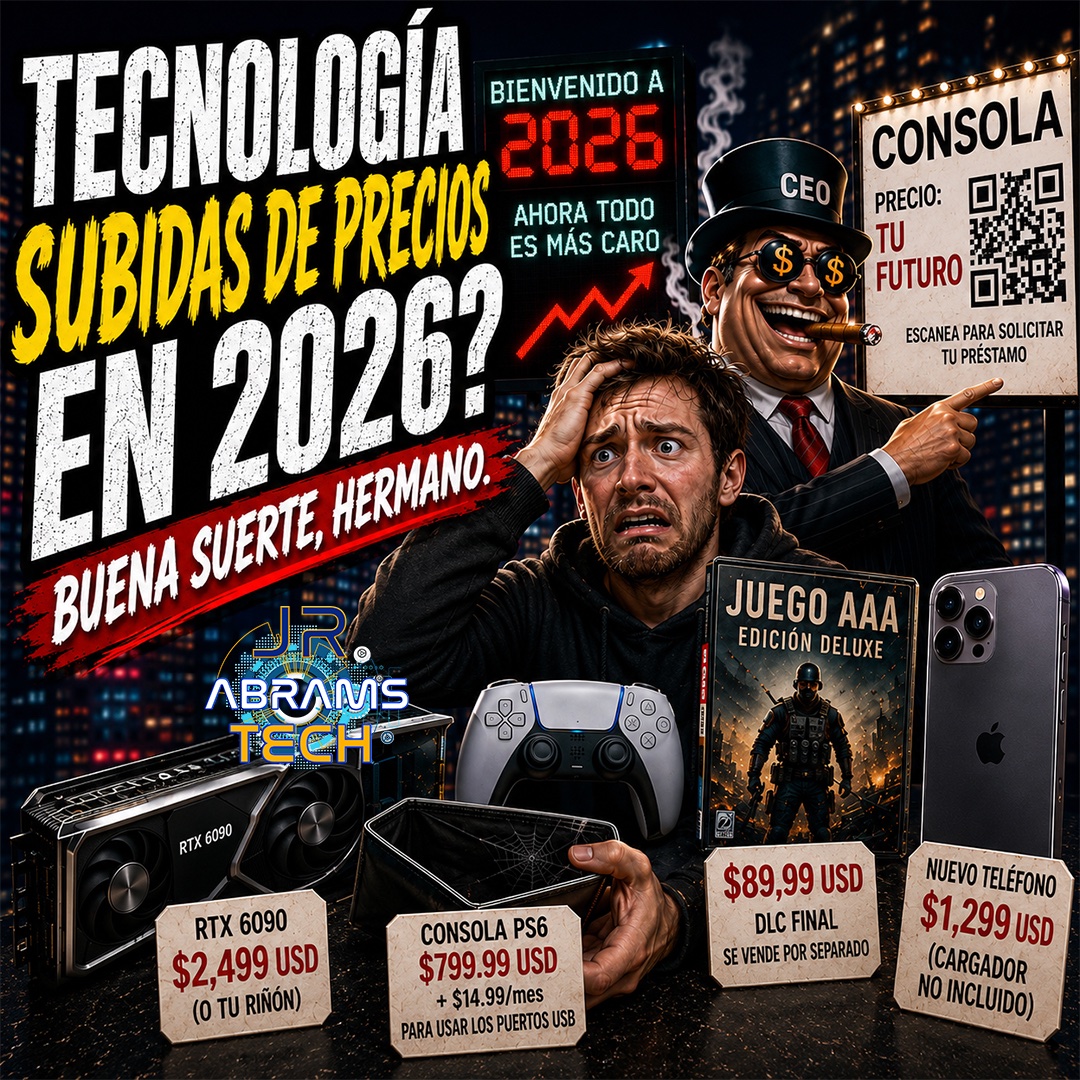 JRAbramstech's tweet photo. Ya está disponible en @YouTube el nuevo vid. ¡EL FUTURO ESTÁ AQUÍ!... Y ESTÁ CARO CON @#*&amp;! | #Gaming #Apple #Samsung #AI #PlayStation #XBox https://t.co/lID5IEYxJu. Recuerda darle like, compartir y seguir para lo último en noticias y rumores de tecnología @JRAbramstech #tabtech https://t.co/plxyxl37bo