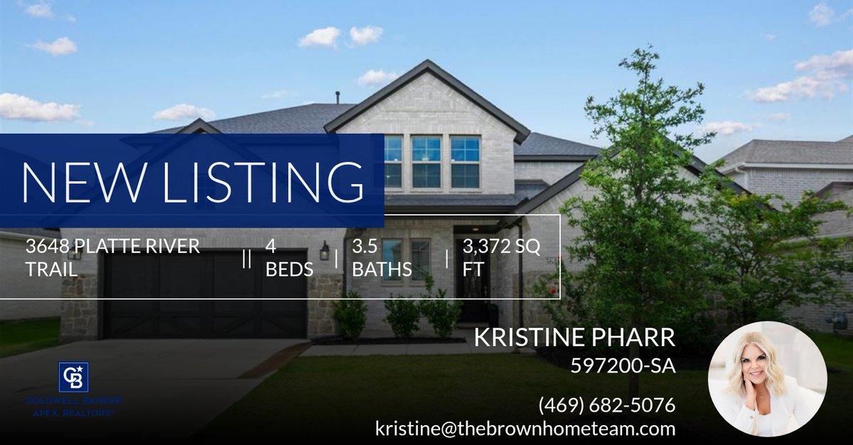 KristinePharr's tweet photo. 📍 New Listing 📍 Take a look at this fantastic new property that just hit the market located at 3648 Platte River Trail in Celina. Reach out here or at (469) 682-5076 for more information

Kristine Pharr
Realtor, Coldwell Banker A... https://t.co/xKqOSCKOUt https://t.co/L9NpYhQVuP
