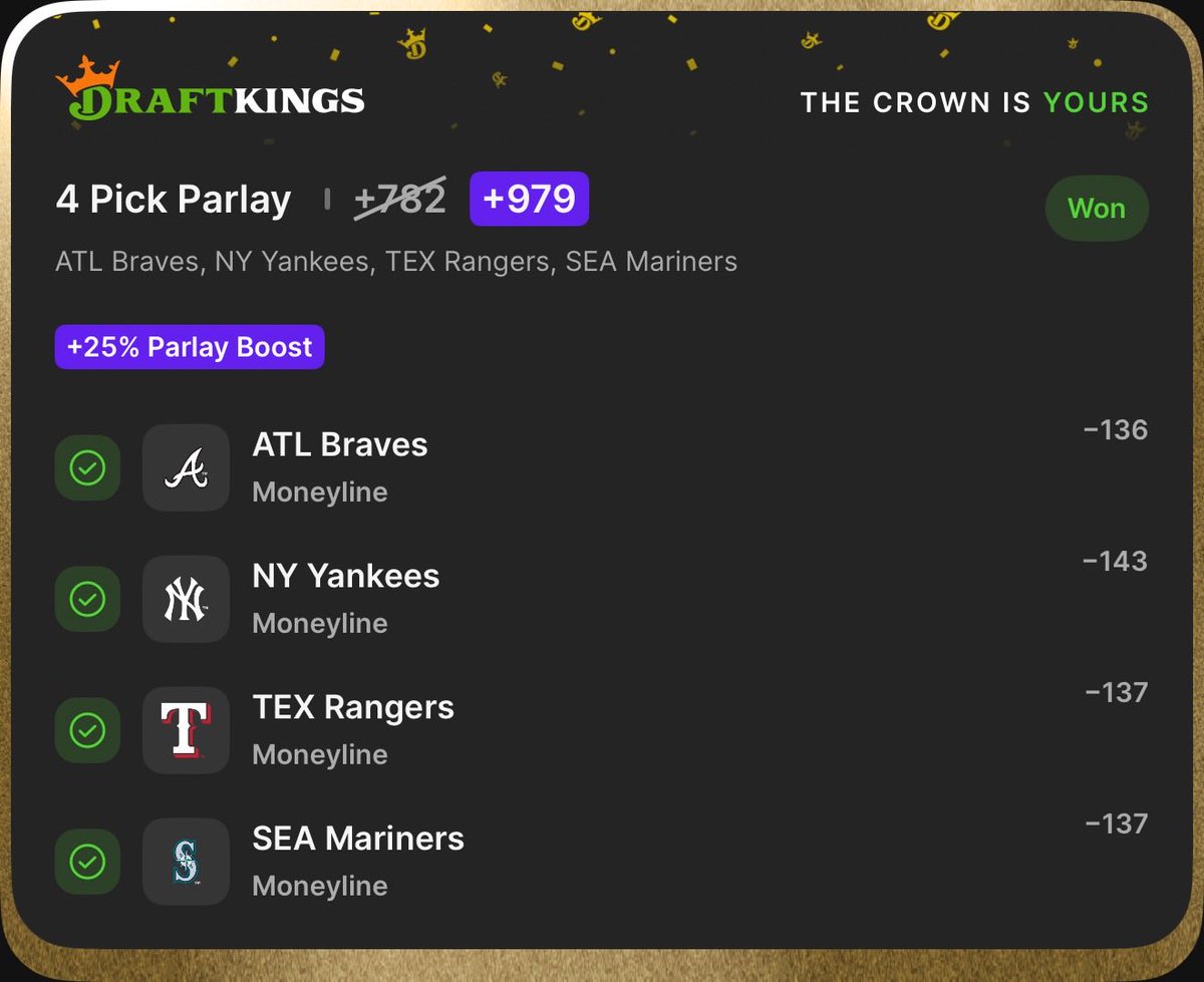 DataByDraz's tweet photo. Braves ✅
Yankees ✅
Rangers ✅
Mariners ✅ https://t.co/TLiypguUHo