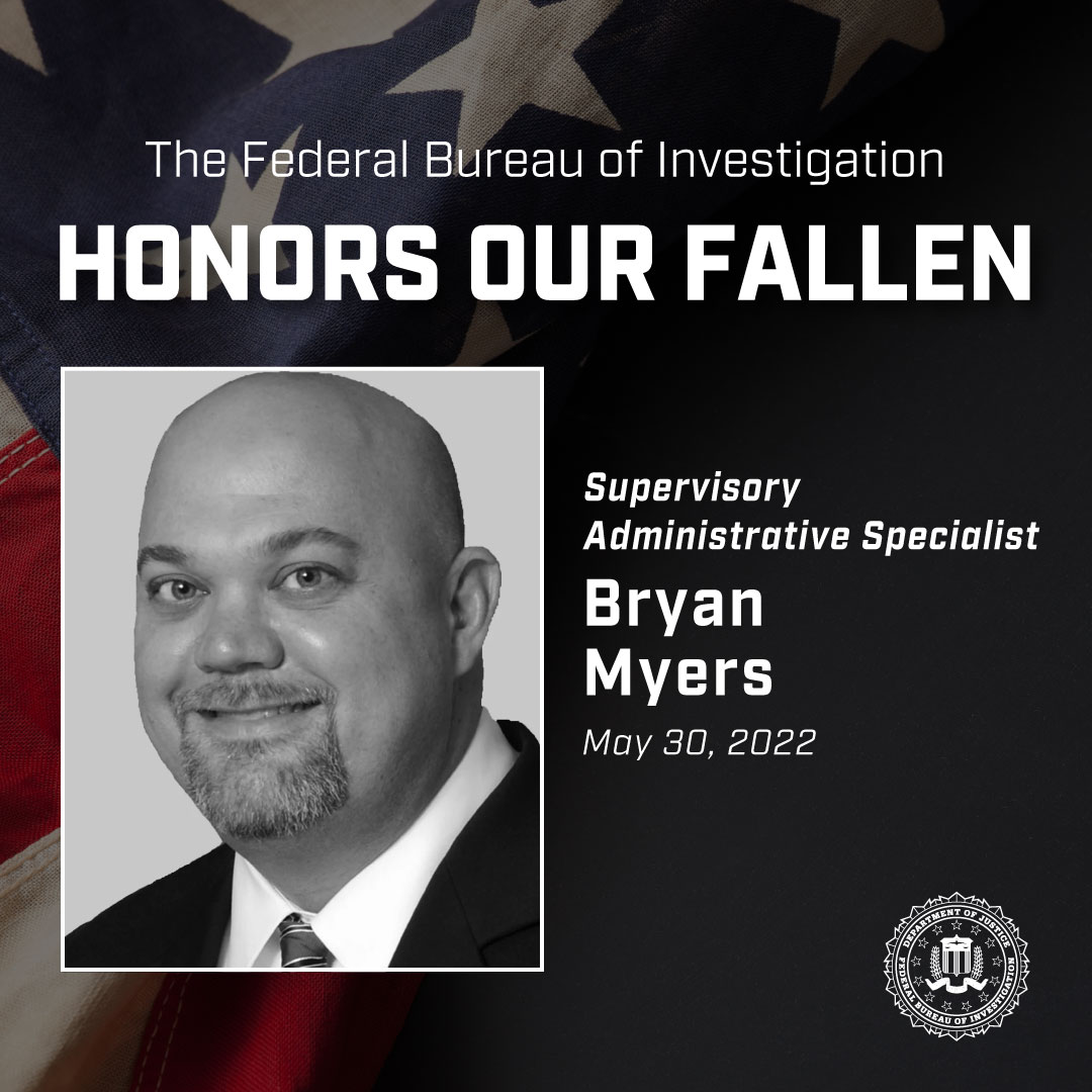 FBIAlbuquerque's tweet photo. The #FBI remembers Supervisory Administrative Specialist Bryan Myers, who died on #OTD in 2022 from health complications associated with exposure to toxic air during 9/11 recovery efforts. #WallofHonor https://t.co/bIgkuFI3Pk https://t.co/PvbOz9dh09