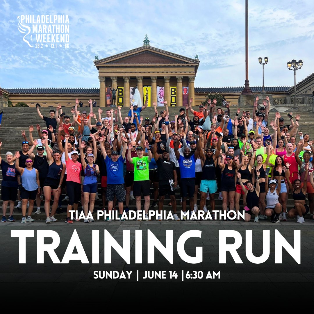 Philly_Marathon's tweet photo. Join us for the @TIAA Philadelphia Marathon training kickoff with @PhillyRun for 3, 6, or 8 miles! Meet at Schuylkill Banks Pergola on Martin Luther King Blvd at 6:30 am for a warm-up and a photo! Free for everyone-- See you there! 🔔☀️ 

Details: https://t.co/tRzNyTAgql https://t.co/6RmgOOLWbF
