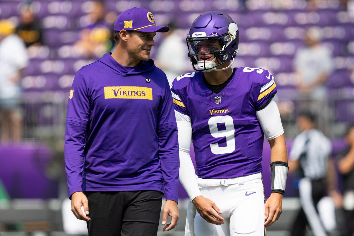 vikingzfanpage's tweet photo. #Vikings QB JJ McCarthy has made improvements this spring that coaches have noted and told him, per @JFowlerESPN:

“JJ McCarthy has made improvements, that coaches have noted and told him, things like layering the ball better, using all the clubs in a bag, not throwing a fast ball all the time, he’s shown some things this spring that have been impressive so far.”