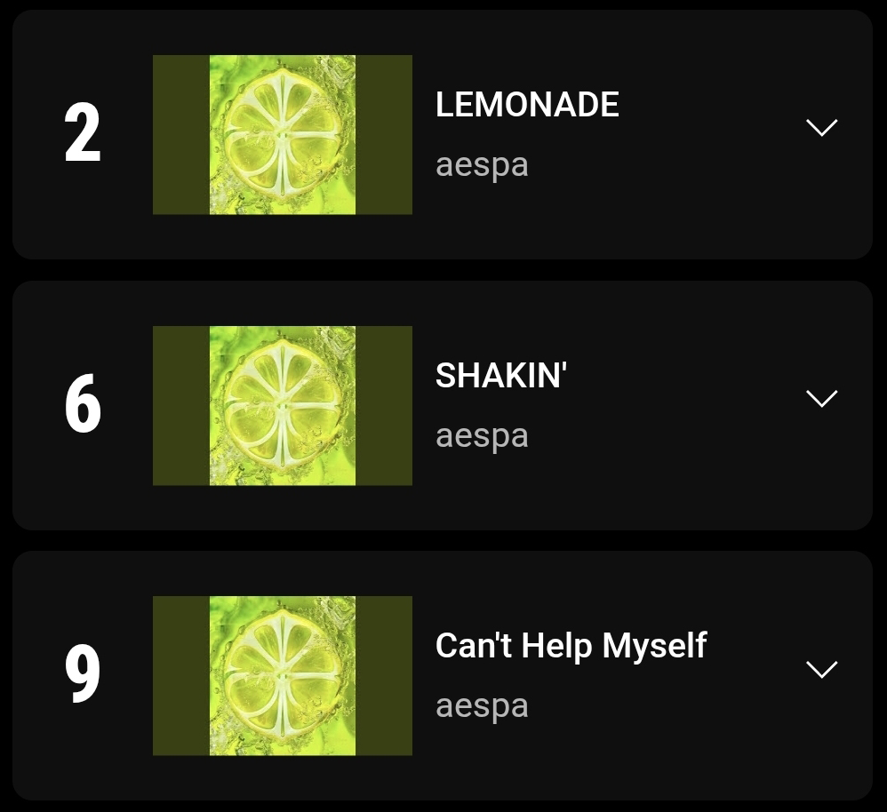 itsRaynotes's tweet photo. 유튜브(한국) 인기 급상승 음악 차트에 캔헬마 입성👀🍋

#aespa #에스파
#LEMONADE #aespaLEMONADE
#SHAKIN #CantHelpMyself https://t.co/GB6QlDmIUS