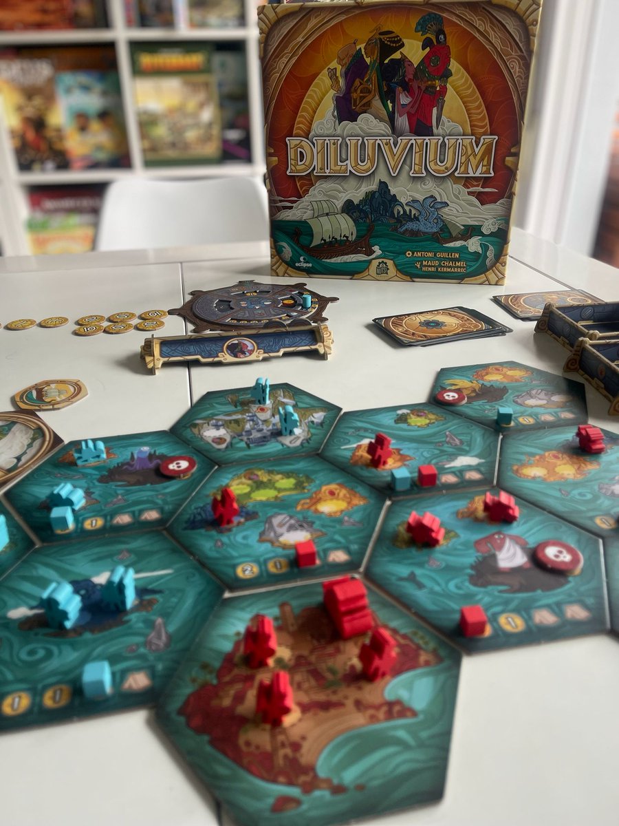 _Owen_Rules_'s tweet photo. #Diluvium de @EclipseEditoria un 4x súper comedido en tiempo y acciones que nos ha molado muchísimo. 
4 acciones: Explorar, Producir, Combatir y Colonizar. 
Muy fácil de jugar, desplegar y entender y con ese regusto que te deja tan bueno de 4x.

#OwenRules #JuegosdeMesa https://t.co/WXKu7kP3jH