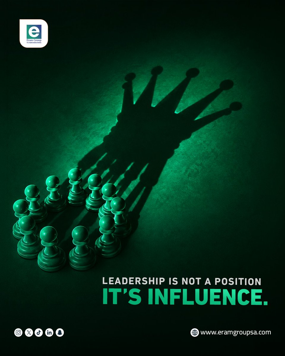 eramgroup_sa's tweet photo. A title can give you a position.
But influence gives you presence.

القيادة مو مكانة  فقط…
القيادة قرار، وضوح، وقدرة على تحريك الفريق نحو هدف واحد.
في مجموعة  ايرام للإستثمار و السوفت وير ، نشتغل بعقلية تقود النمو، وتحوّل الرؤية إلى أثر واضح.

Leadership is influence. https://t.co/1wV2X2j1Ef