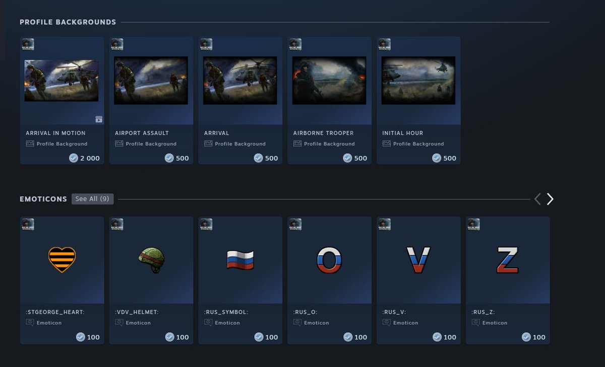 bohdander's tweet photo. @Steam what is this?!

First you allowed the release of a ruzzian propaganda game about war in Ukraine, and now you’ve approved these items in the Points Shop?!

These are the occupiers' symbols under which cities in my country were destroyed and inocent people were murdered! https://t.co/olnTEddSJp