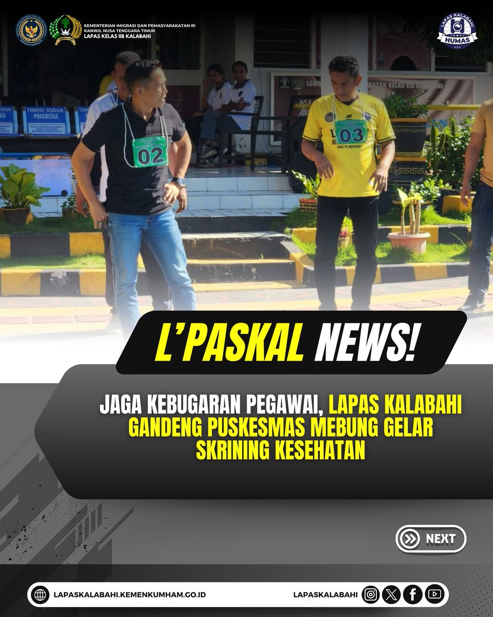 LapasKalabahi's tweet photo. Jaga Kebugaran Pegawai, Lapas Kalabahi Gandeng Puskesmas Mebung Gelar Skrining Kesehatan
https://t.co/18kL5nscr5

#LapasKalabahi 
#Kemenimipas 
#AlwaysTheBest
~ KanwilDitjenpasNTT https://t.co/H0R4BTX1D1
