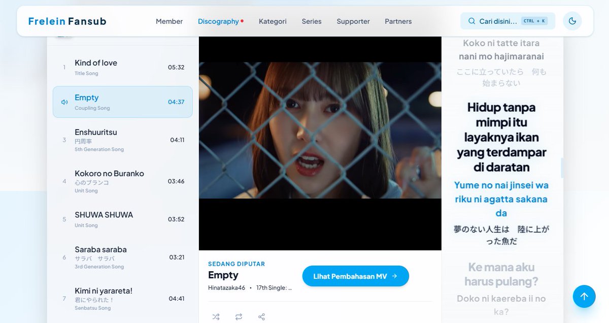 frelein_asli's tweet photo. Fitur baru buat kamu yang mau karaoke lagu hinata tanpa harus cek ke artikel ya ges ya, langsung bisa cek di menu discography
untuk saat ini librarynya masih sedikit, nanti diupdate terus kok
#FreleinFansub https://t.co/i0rIczYCCX