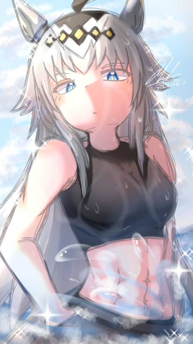 Xzzyr06's tweet photo. Still love this Colored Sketch beach theme! 🏖🤍✨ #OguriCap #umamusume #Umamusumeoc #yumeship #oc https://t.co/d3LXSXmWT4