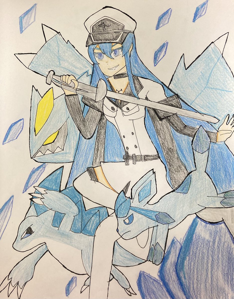 Taro80427994's tweet photo. #ポケモン
#アカメが斬る
アカメとポケモンのクロスオーバー
将軍のエスデスが勝負をしかけてきた！ https://t.co/4z72LEHFgE