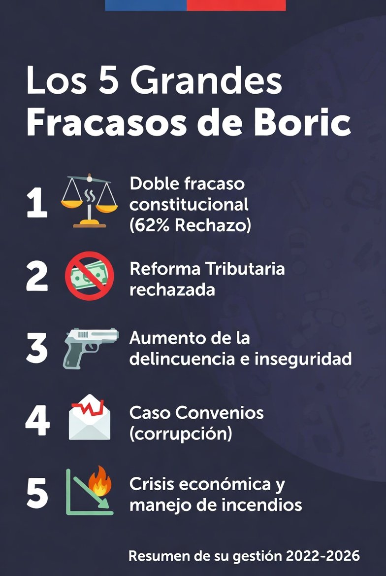 topvstodos's tweet photo. ¿El mayor fracaso presidencial de las últimas décadas?
Los 5 Grandes Fracasos de Boric: https://t.co/MXVBxuW5YF