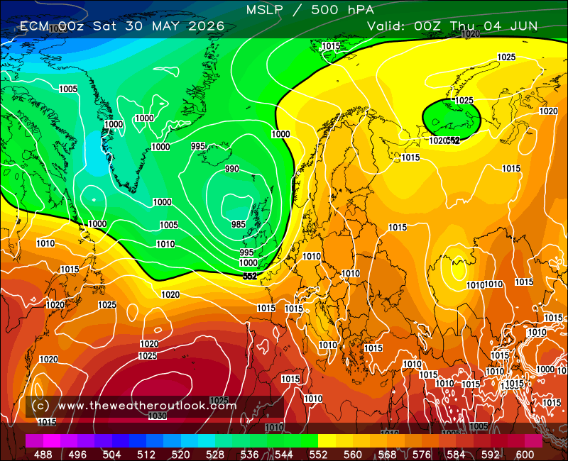 MetChasers's tweet photo. Back to normality from this weekend onwards as the Atlantic regains its influence for a time, lows will be crossing the country for the first week of June, making for an unsettled and windy week at times

Some sunny interludes are likely, but as well, it could be unseasonably windy at times

Like this low pressure system for Wednesday night, not exceptionally deep, but for the time of year, it's a strong low