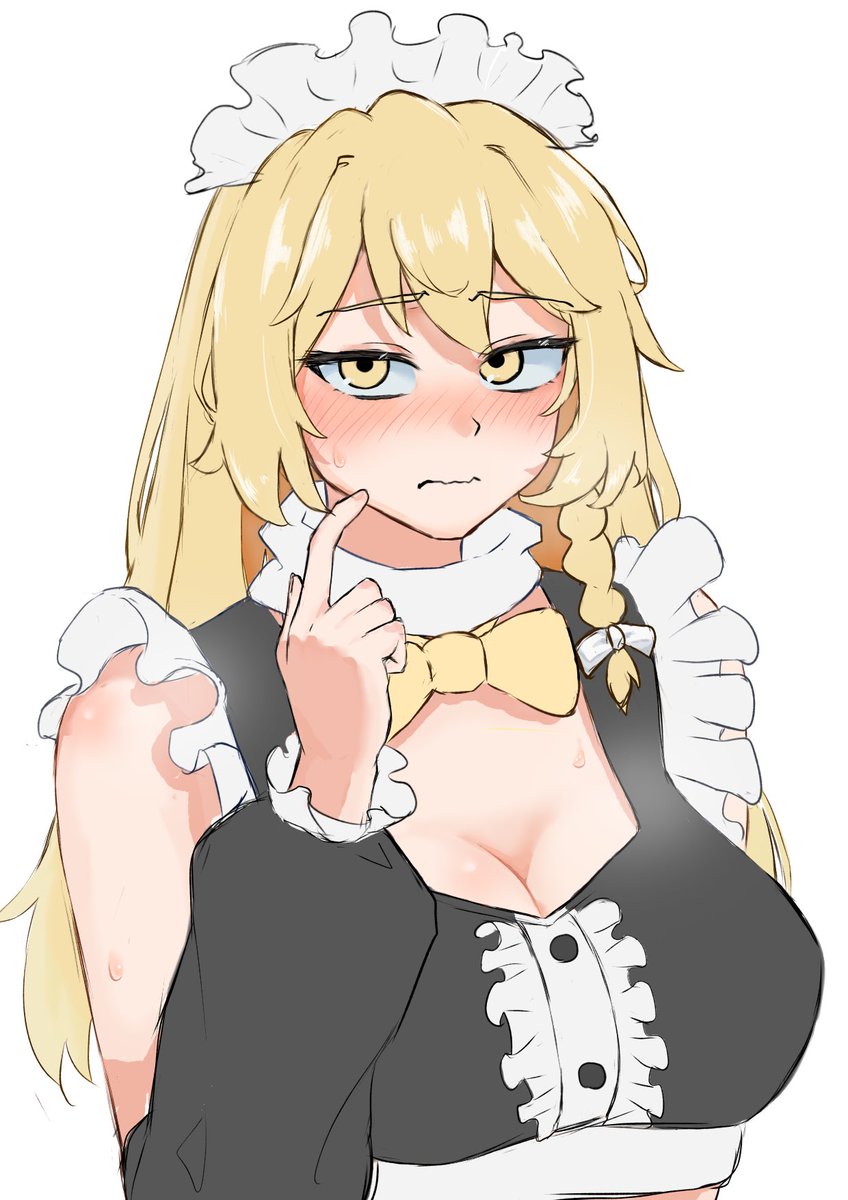 You_Toho's tweet photo. メイド服着せられて恥ずかしがってる普通の魔法使いさんが見たくて
＃東方Project ＃霧雨魔理沙 https://t.co/NR8EjZGbH7