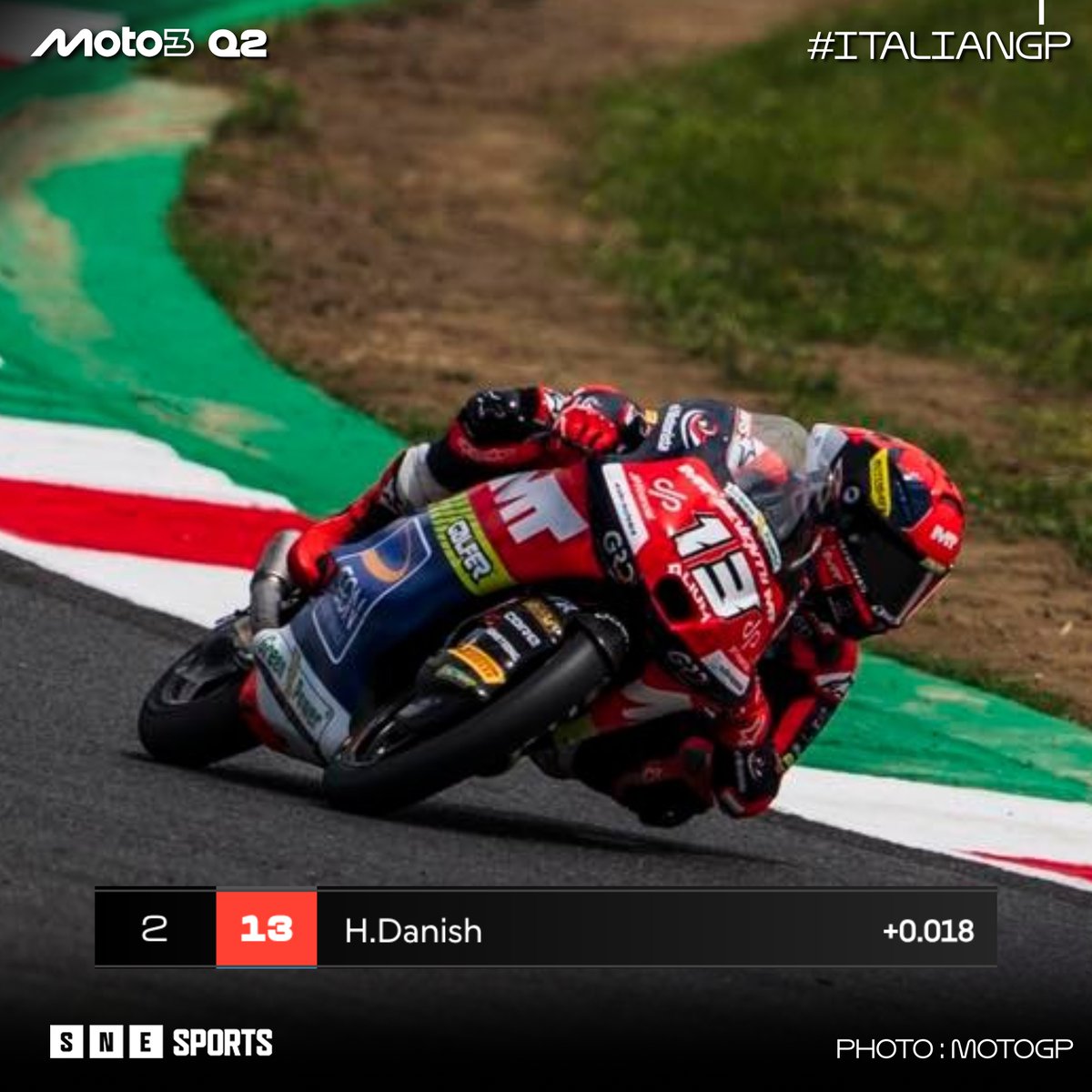 SNE_Sports's tweet photo. FRONT ROW AGAIN!!!
ππ²πΎ Hakim Danish (AEON Credit - MT Helmets - MSi) finished P2 in Q2 session of Moto3 2026 Round 7, with a best time of 1:54.880 minutes, following P1 +0.018 seconds.
π· : ZK Racing
#MotoGP #Moto3 #ItalianGP #MSiRacing #HD13 #HakimDanish
#SNESports https://t.co/zQEYX2gLb6
