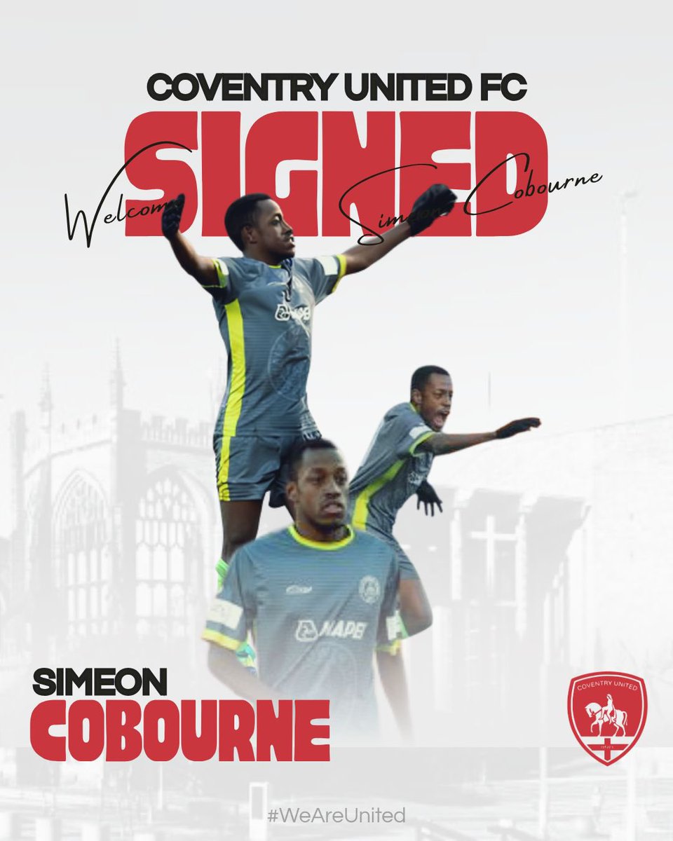CovUnited's tweet photo. We promised you one of the biggest signings in Coventry United history, and how Terry has delivered!

We are delighted to announce the signing of legendary Non League striker, Simeon Cobourne!

1/2 https://t.co/uzuWmhtw6G