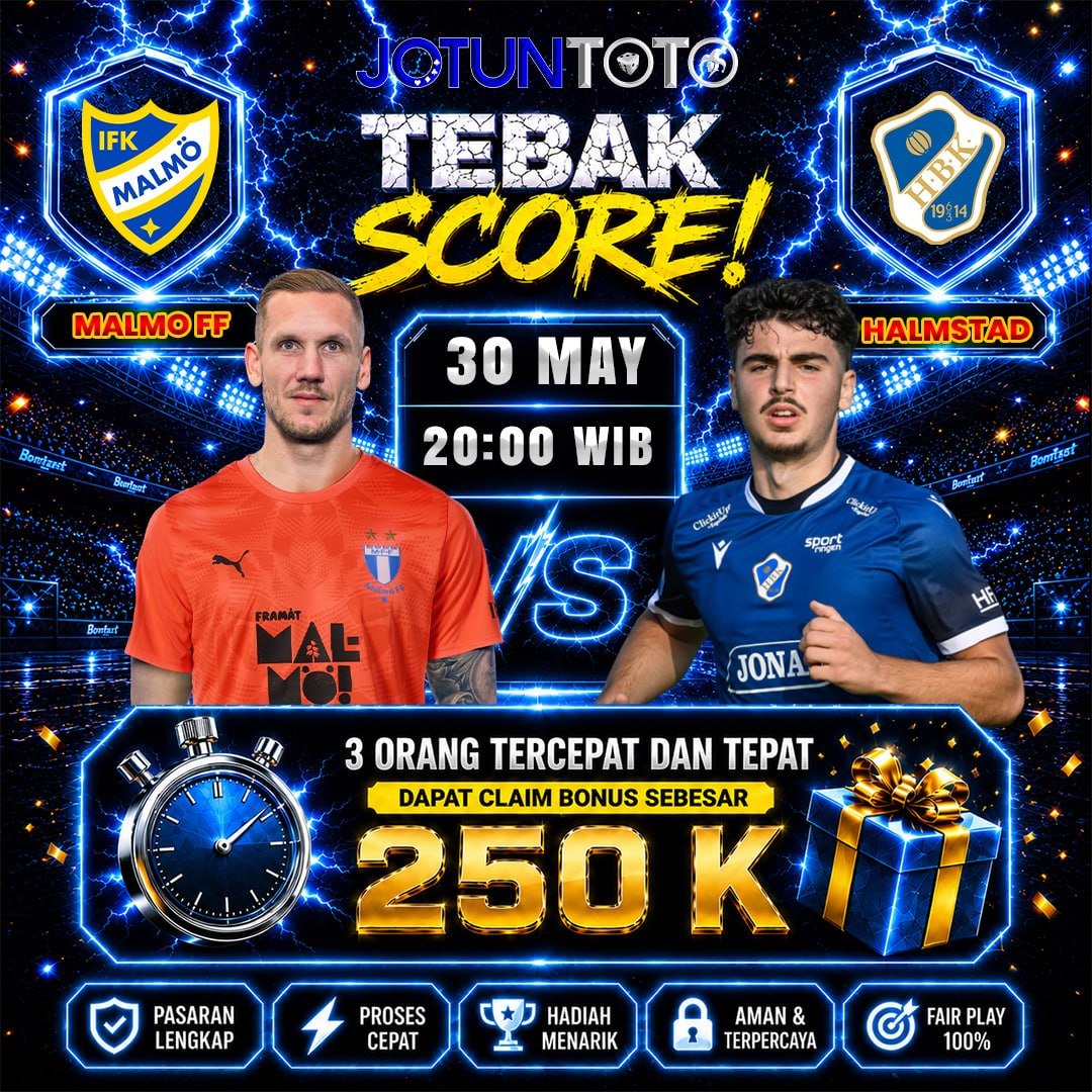 JOTUNTOTOOFC's tweet photo. π₯ TEBAK SKOR BERHADIAH 250K! π₯
Prediksi pertandingan MALMO FF π HALMSTAD
jadi 3 orang tercepat yang berhasil menebak skor dengan tepat! β½οΈπ
PREDIKSI BOLA https://t.co/B8pRR4jUUb
GROUP BOLA https://t.co/ZZDQ3NWgEZ
#tebakscore #jotuntotologin #parlay #eventjotuntoto https://t.co/3uPyDOdg5v