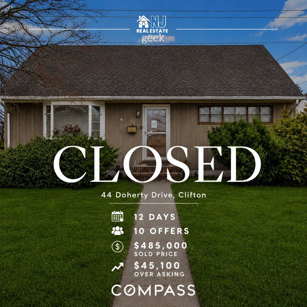 RickKolek's tweet photo. 🏡 CLOSED

12 Days On Market.
10 Offers.
$45,100 Over Asking.

Clifton is on 🔥🔥🔥

#NJRealEstateGeek #CliftonNJ #JustClosed https://t.co/d55R6iP5Vm
