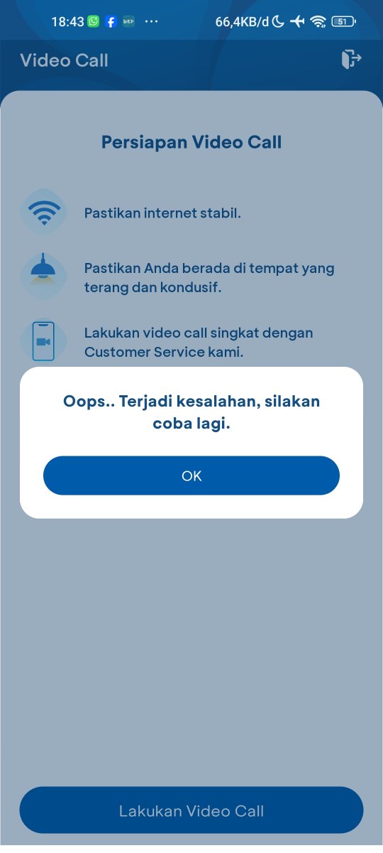 teguhsetioaji's tweet photo. @HaloBCA minta tolong , saya gagal verifikasi wajah, lalu disuruh video call, cuman terjadi kesalahan, bisa dibantu? https://t.co/SL8PgkNfOV