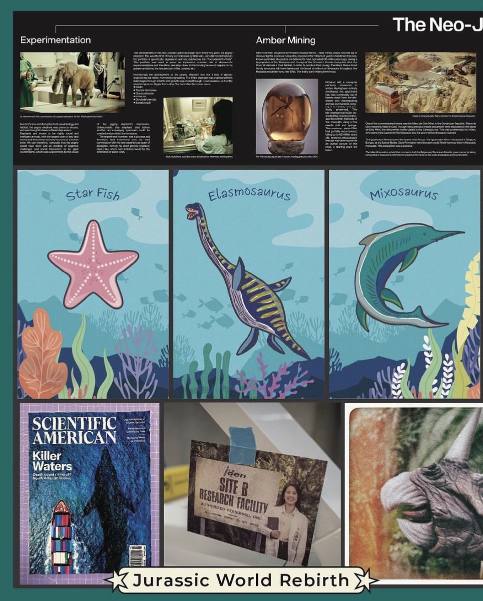 jurassic_shadow's tweet photo. Jurassic World Rebirth have some great real art pieces, not to mention all the graphic visual work ! AI is like 1% of the movie visual, still 1% too much I know, but summarizing the visual art of this film by that is a lack of respect for the visual team who did an amazing job https://t.co/0Wwav9aYUD