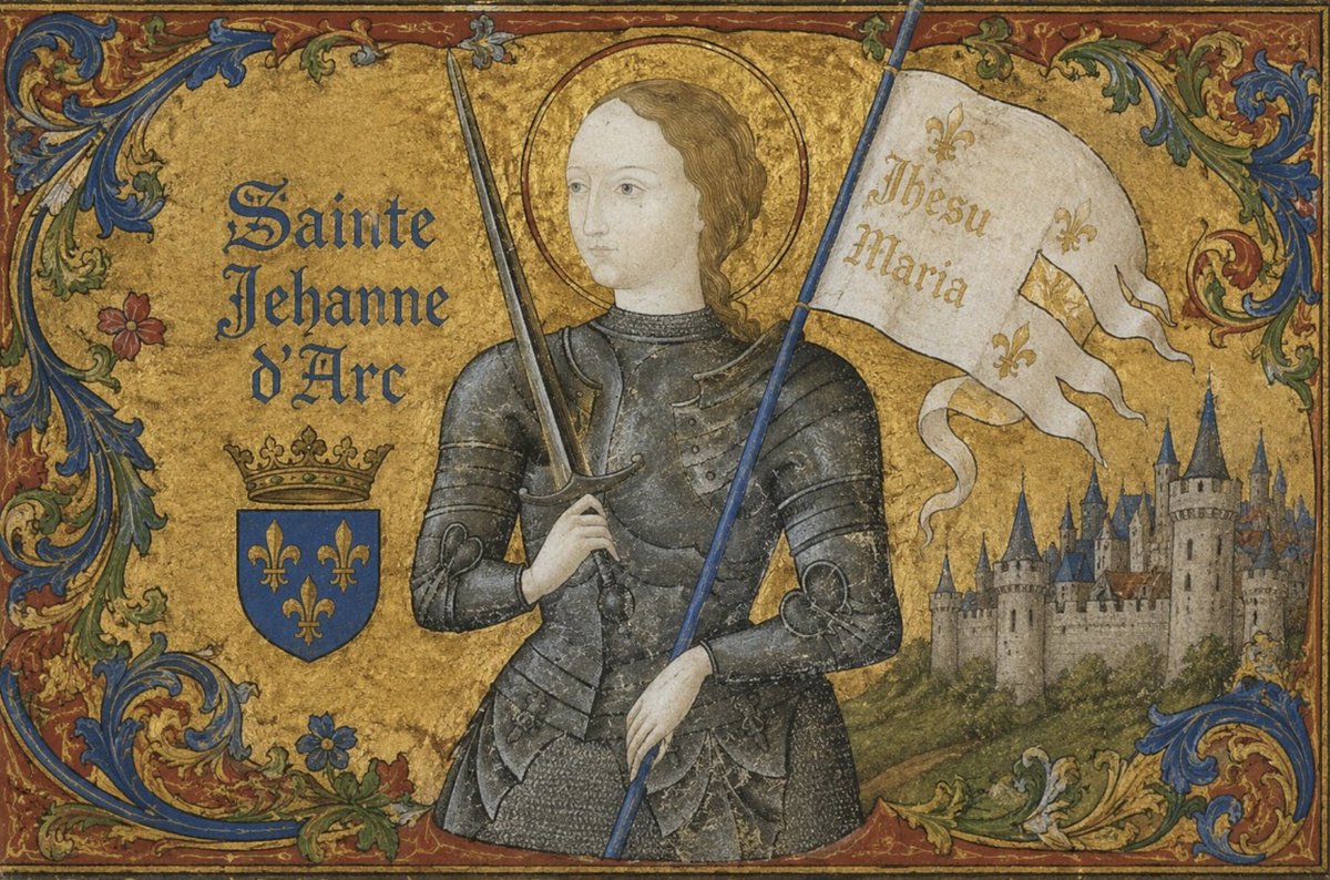 dianemontagna's tweet photo. Blessed Feast of St. Joan of Arc! 

This year marks the 595th anniversary of her martyrdom & the 570th anniversary of her rehabilitation—the retrial in which a papal commission overturned the charge of heresy & declared the original 1431 trial fraudulent & invalid.

St. Joan of Arc was canonized in 1920 by Pope Benedict XV. May she intercede for the Church and for France!