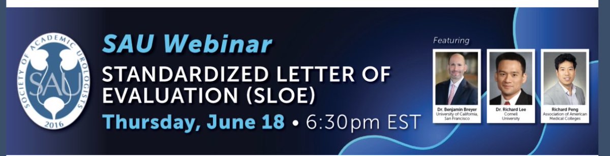 UroAcademic's tweet photo. 🚨 New for this ERAS cycle: Standardized Letters of Evaluation (SLOEs)

Whether you're a student preparing your application or a faculty member writing evaluations, this webinar will help you navigate this important change.

📅 Don't miss it—register today and mark your calendar! https://t.co/Yxsh2FYGfY