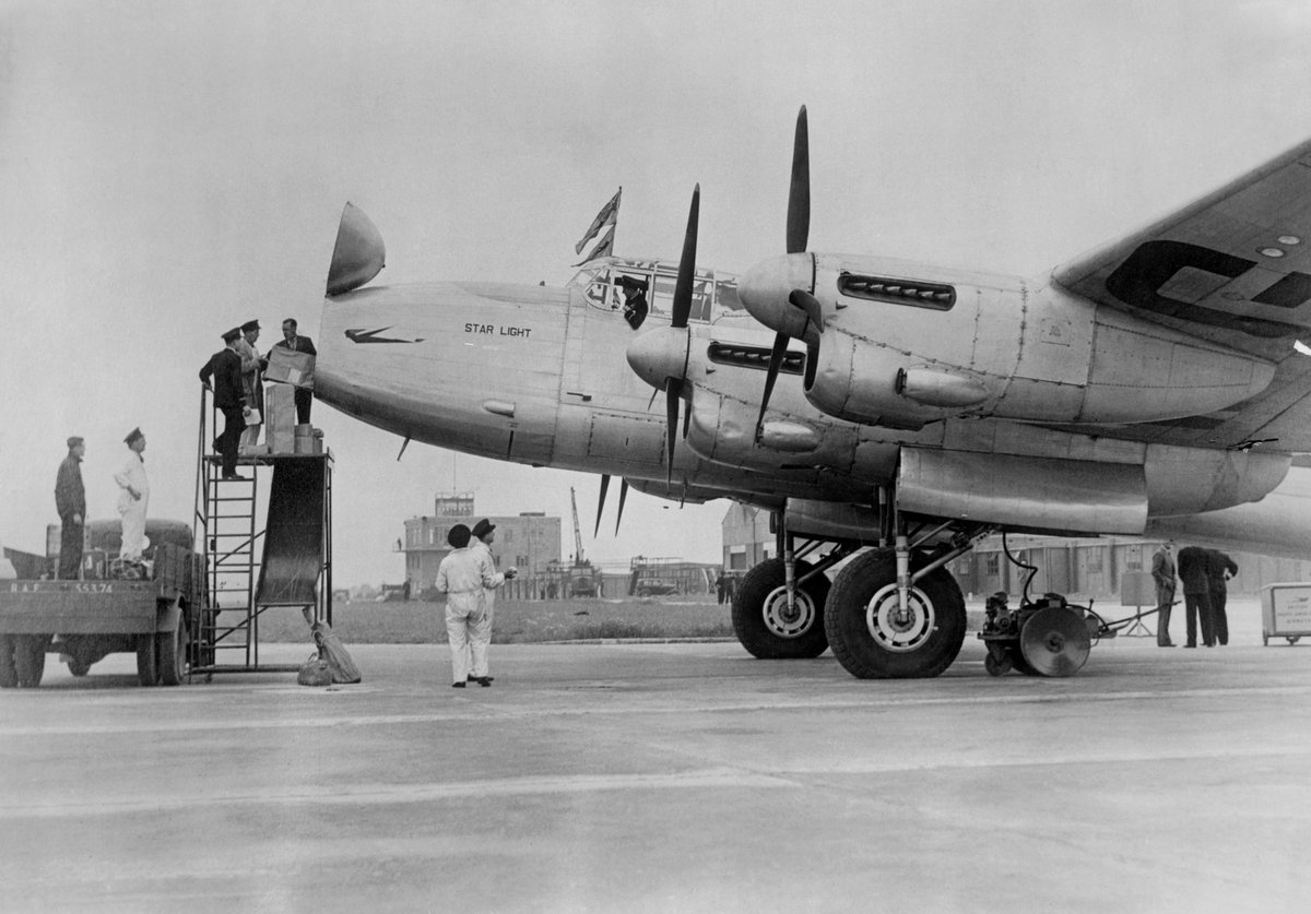 HeathrowAirport's tweet photo. Today marks 80 years since Heathrow's first ever flight, Star Light, on 31 May 1946. ✈️

As we celebrate our 80th Birthday, we thank you for choosing Heathrow for your journeys, and we look forward to many more takeoffs and departures. 💜 https://t.co/2HZXSBFRle