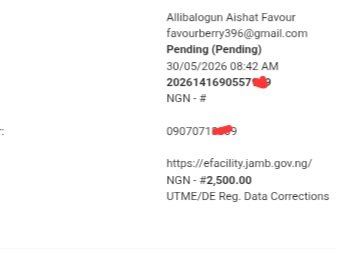 i_am_Cole_'s tweet photo. @JAMBHQ 
I made this transaction this morning but it's still pending on JAMB portal https://t.co/DJKVPaEcnk