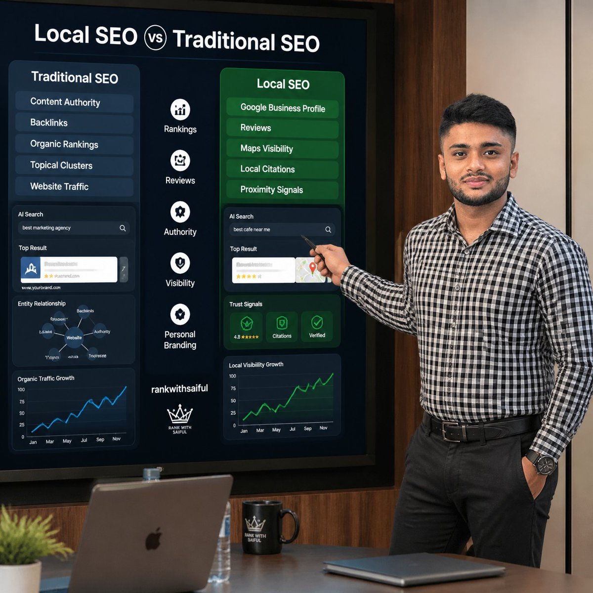 MarketerRiyad's tweet photo. Local SEO ≠ Traditional SEO.

Traditional SEO focuses on:
• Content 
• Authority 
• Rankings 
• Backlinks

Local SEO focuses on:
• GBP
• Reviews 
• Citations 
• Local relevance 
• Trust signals

In 2026, winning search visibility often requires both.

#LocalSEO #SEO https://t.co/mW6DlFpaVX