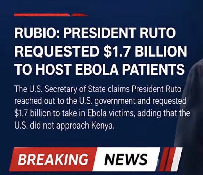 SokoAnalyst's tweet photo. The USA Government has come out strongly to defend itself saying that its President Ruto who vehemently requested the USA Government to host its sick citizens with Ebola in Kenya & in return give Ruto USD 1.7B. 

Our own President has decided to kill all of us by using Ebola. Ruto must be removed by any means possible. We cannot wait till 2027.