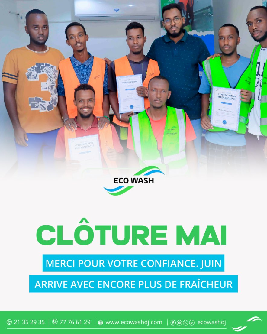 ecowashdj's tweet photo. Merci pour votre confiance.
Juin arrive avec encore plus de fraîcheur.

#MerciClients #EcoWashDjibouti #Ecowashdj #EcowashAuto #EcowashCanapé https://t.co/mkm4EzZq2h