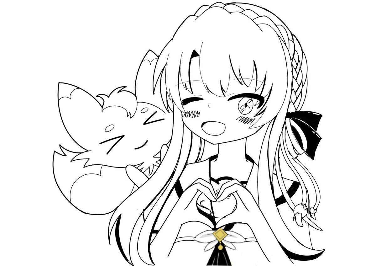 今月描いた絵を晒そう 切り絵にする前のイラストです！