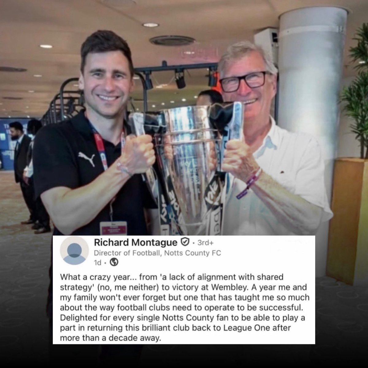 onlyswanss's tweet photo. Richard Montague took a dig at Swansea City in a recent Linkedin post, following the promotion of Notts County to League One. 👀🦢

Can you really blame him? 🤷‍♂️👇 https://t.co/lDs4ejReuE