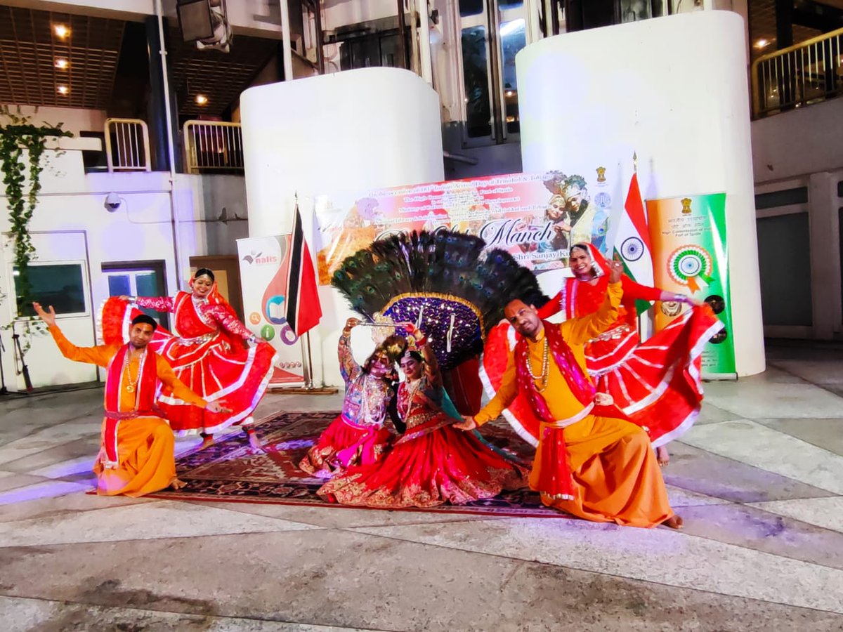 embTT_ve's tweet photo. To celebrate the 181st Anniversary of #IndianArrivalDay in #TrinidadAndTobago the #India High Commission offered an artistic performance by the Uttar Pradesh Folk Dance Group @NALISTT.#Venezuela Ambassador Álvaro Sánchez Cordero truly enjoyed such a cultural rendition. https://t.co/wTAe2NZfNR