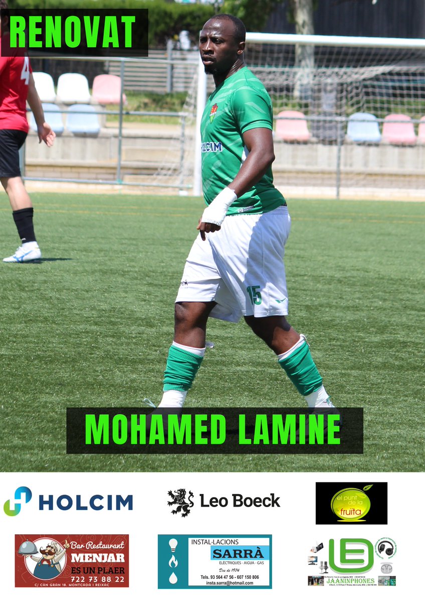 CDMontcada's tweet photo. MOHAMED LAMINE. RENOVAT ✅

El davanter aposta per la continuïtat del projecte i renova amb el club montcadenc.

#endavantMontcada https://t.co/YbOahGevBR