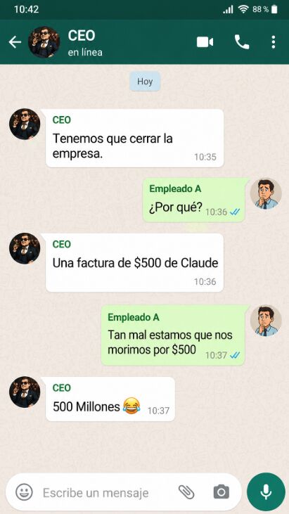 llmmaster's tweet photo. Un cliente empresarial acumuló accidentalmente una factura de 500 millones de dólares en Claude AI, de Anthropic, en un solo mes tras no establecer límites de uso ni topes de gasto para sus empleados. https://t.co/4p7eqHnpEz