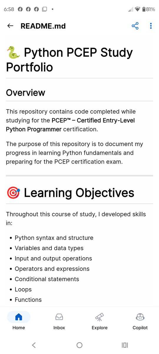 Zero_Greene's tweet photo. Some of the Pcep READme, last readme until the Greene A website is done. https://t.co/ovsvIquPBg
.....
#pcep #python #pythondevelopers #pythonprogrammers #tampacoders https://t.co/YZfbcZSbvv