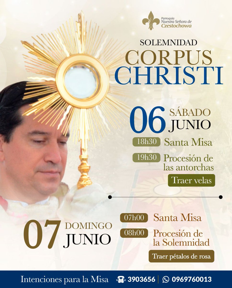 elcuradetodos's tweet photo. Se acerca la gran fiesta !!!
#Jesucristo #SeHizoPan #CzestochowaEsFamilia https://t.co/x8ijfnfEEd