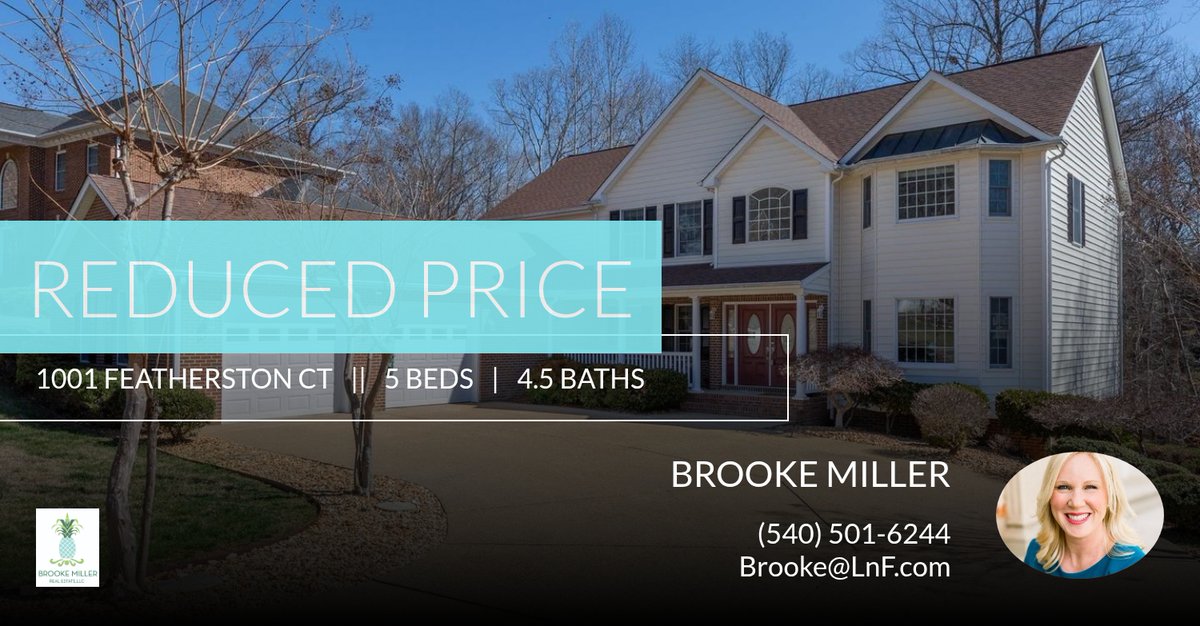 BrookeMiller's tweet photo. 📍 Reduced Price 📍 This recently reduced home at 1001 Featherston Ct in Fredericksburg won't last long, so, don't wait to set up a showing! Reach out here or at 540-501-6244 for more information!

Let's Chat!
We help our clients s... https://t.co/vbq3VHCgql https://t.co/8upX1WNUhP