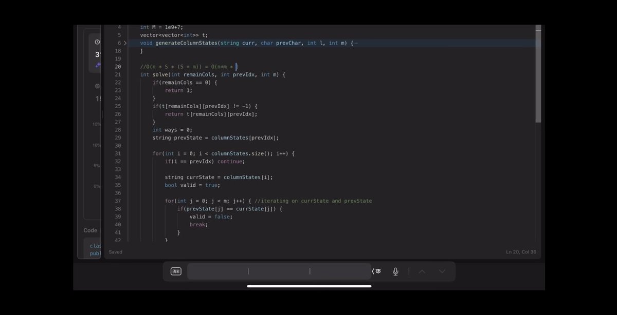 AzadKumar161440's tweet photo. 🚀 Day 84 of #100DaysOfCode Challenge

Today, I solved LeetCode 1931 – Painting a Grid With Three Different Colors (Hard) and explored an optimized Dynamic Programming + State Compression approach.
Key Learnings:

✅
#Day84 #100DaysOfCode #LeetCode #DynamicProgramming https://t.co/nMoEJ1uCAY