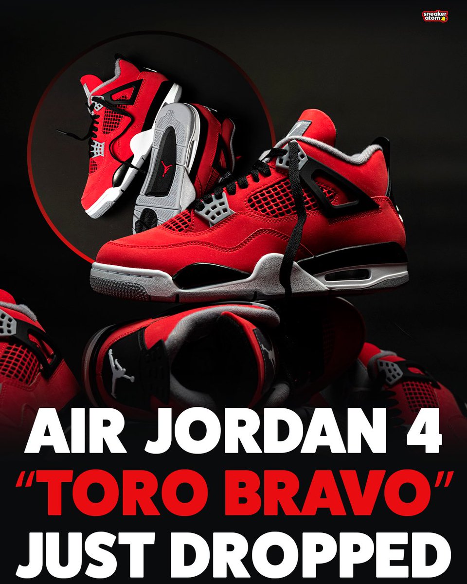 Sneakeratom's tweet photo. AD: DROPPED: Air Jordan 4 Retro "Toro Bravo" via Feature

Adults: https://t.co/toDpHCXNNu
GS: https://t.co/pcRthX8AlM
PS: https://t.co/axzUJdtmWW
TD: https://t.co/uP62dEWtra https://t.co/lI3wCoFJQ8