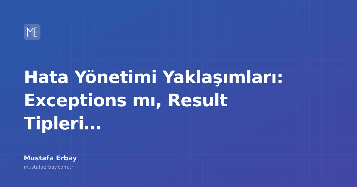 merbay86's tweet photo. 20 yıllık deneyimimden öğrendiğim hata yönetimi sırları: Exception mu, Result tipleri mi?

#ErrorHandling #Exceptions #ResultTypes #SoftwareArchitecture

https://t.co/4kaLvhnFju https://t.co/jpiV009nwb