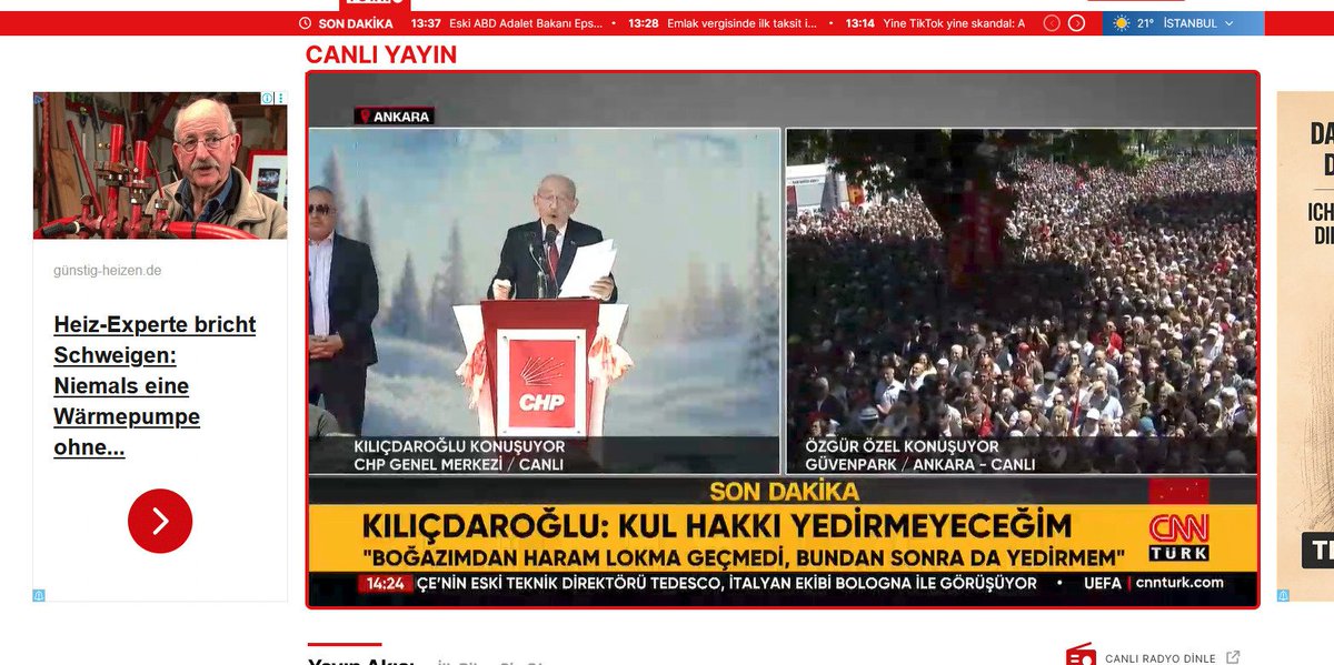 ErhanMertturk's tweet photo. Kilicdaroglu`nu dinlerken solda reklam cikiyor, Alman reklamindaki adama bakin :))  #ÖzgürÖzel #CHP #SONDAKİKA https://t.co/aP4G2uSKKa
