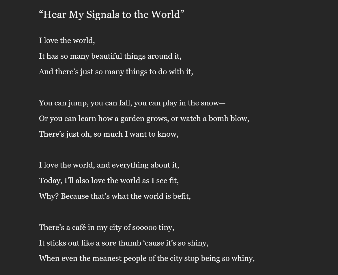 Cupof_thetea's tweet photo. a simple poem i made for such a good game that hit me so hard

#ZATO
#ILoveTheWorldAndEverythingInIt https://t.co/ZeBSNT3Kt9