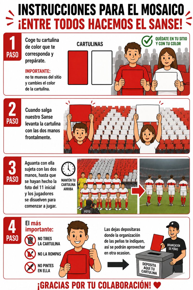 platarjetaroja's tweet photo. Sanseros esta tarde necesitamos que nos echéis una mano para que todo salga bien, necesitamos que sigais las pautas que os hemos dejado en vuestros asientos y sigáis las indicaciones del personal organizador de las peñas 

¡Muchas gracias por vuestra colaboración! https://t.co/YHCzm7qlX2