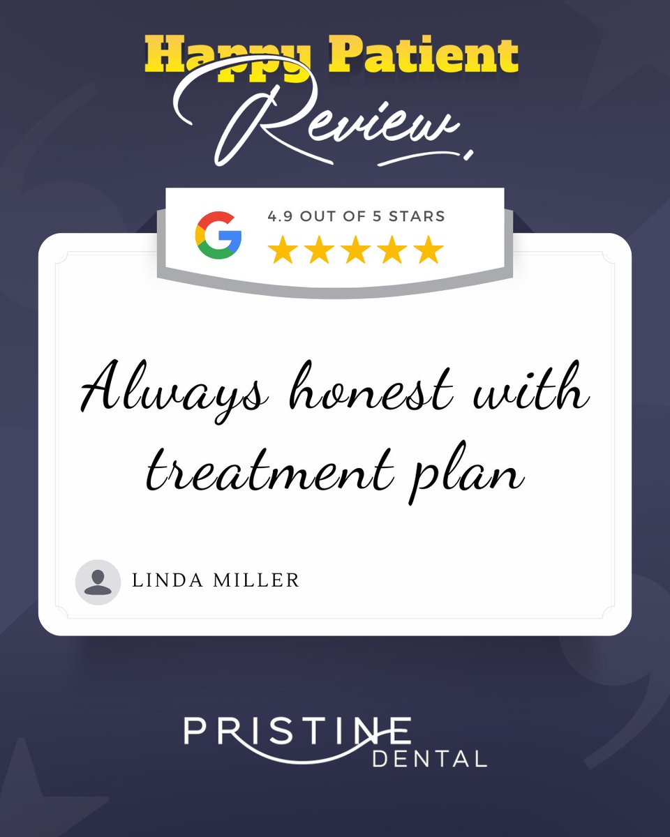 dental_pristine's tweet photo. A Glowing 🌟 Review ✍️ From  'Linda Miller' on Google!

Source 🌐 : https://t.co/MjMl6ihfzo https://t.co/jOY8ulo6vS