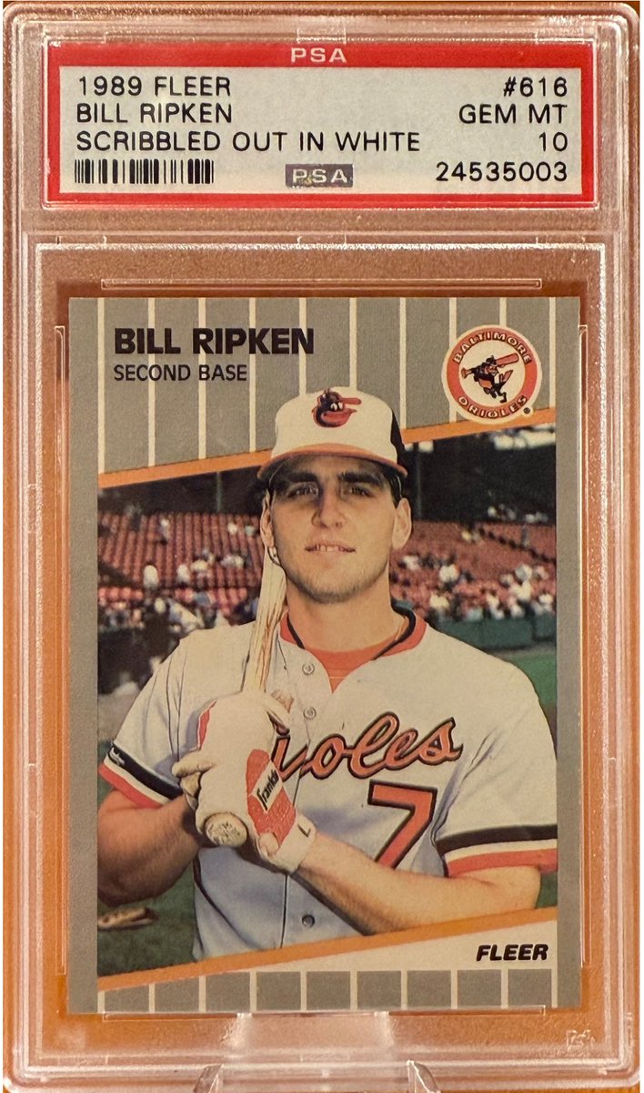 ben_joseph's tweet photo. Slightly considering taking offers on these 2. 1989 Bill Ripken Fleer FF variations. Both PSA 10, POP 16/14. No other whited out version has the FF visible. Impossible to find. Would only consider Ohtani/Ruth 33 Goudey. PSA a must. @CardPurchaser @itsgeoffwilson https://t.co/wVomVjCY0C