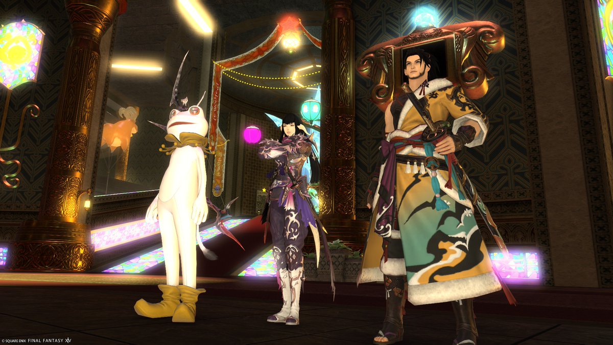 tomomo21's tweet photo. ゴールドソーサーフェスティバル開催中！
東方からのお客人もお越しですよ！
＃FF14 https://t.co/9J1zEJJgcL