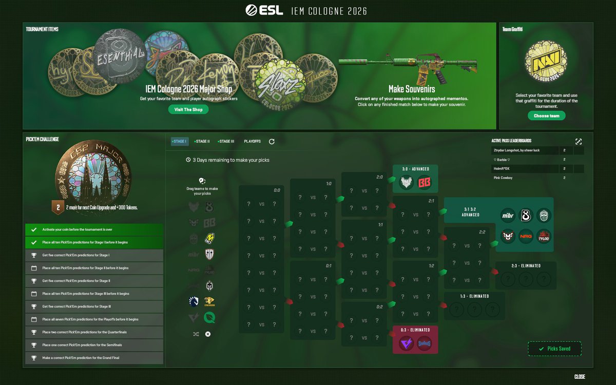 Ztry_CS2's tweet photo. Its that time of year where I am going to demonstrate that I know nothing of #counterstrike and that I am a big fan of #ValveTakeMyMoney ... Plus I learned nothing of watching @PimpWinneche 
 @eslcologne26  @ESLCS  #EsIstKölnNichtCologne #PickEms https://t.co/7J761QVkg1